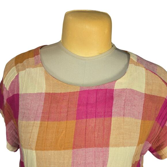 Isabella Sinclair Womens Large Top patchwork Plaid Colorful Boho Chic Casual - Picture 3 of 10
